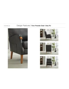 Faro Fireside Armchair - Grey PU 2