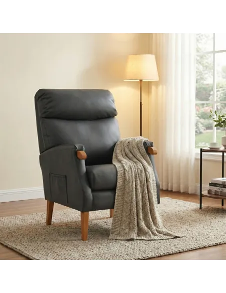 Faro Fireside Armchair - Grey PU