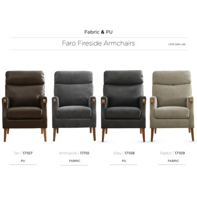 Faro Fireside Armchair - Grey PU