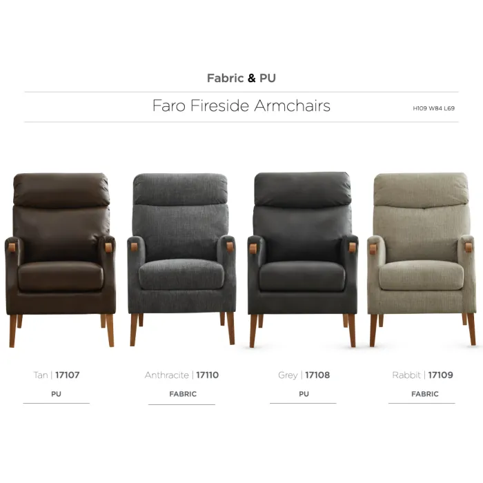 Faro Fireside Armchair - Grey PU