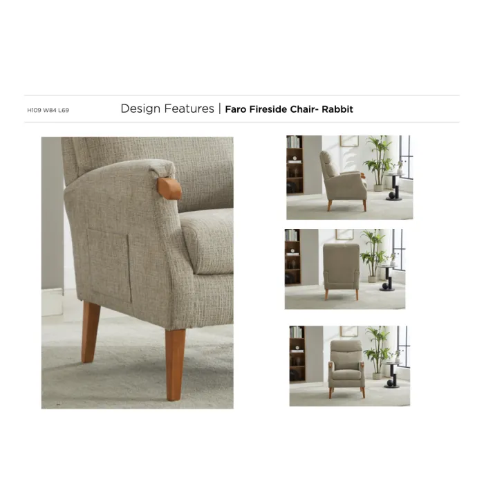 Faro Fireside Armchair - Rabbit