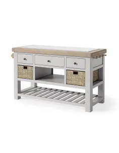Marbury Large Kitchen Island - Light Grey 2