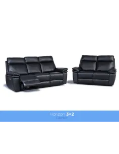 Horizon 2 Seater Leather Sofa - Black 2