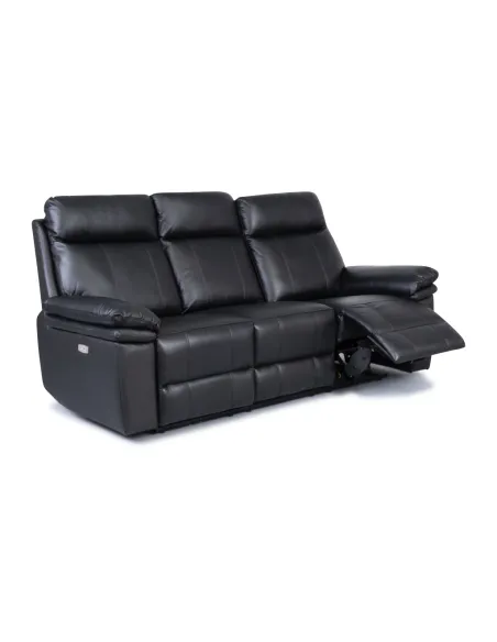 Horizon 3 Seater Leather Sofa - Black