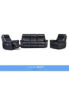 Horizon 3 Seater Leather Sofa - Black 2