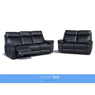 Horizon 3 Seater Leather Sofa - Black