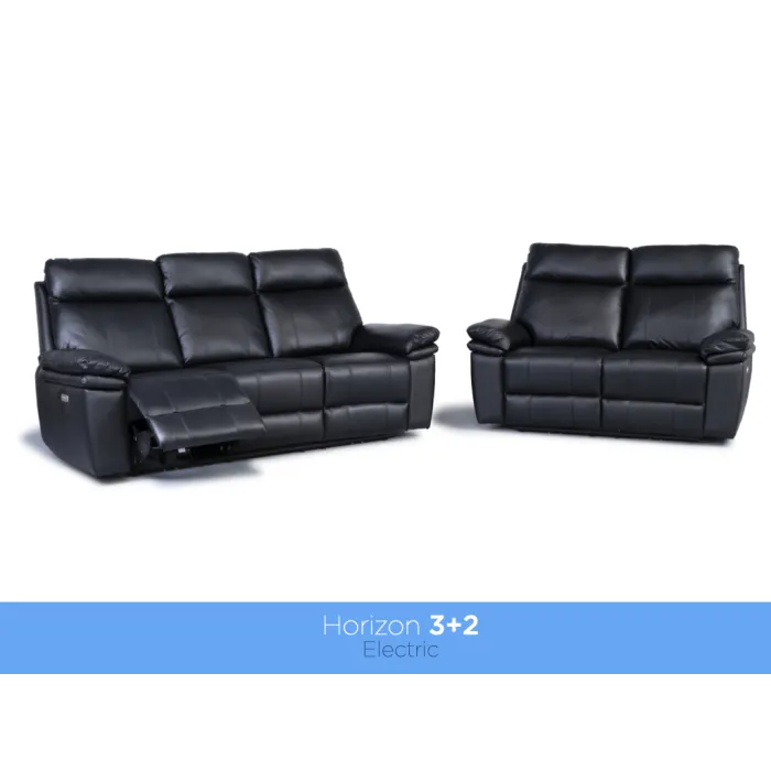 Horizon 3 Seater Leather Sofa - Black