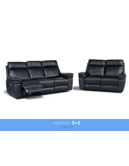 Horizon 3 Seater Leather Sofa - Black