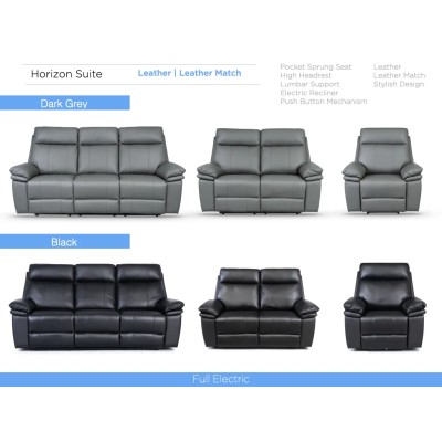 Horizon 3 Seater Leather Sofa - Dark Grey