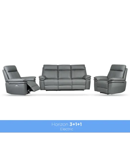 Horizon 3 Seater Leather Sofa - Dark Grey