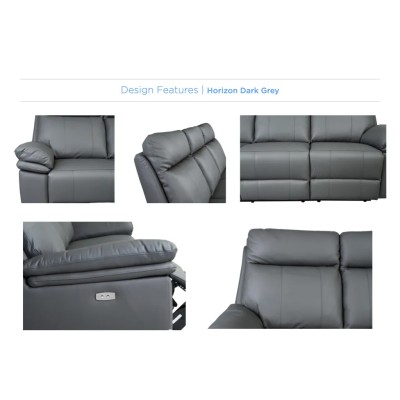 Horizon 3 Seater Leather Sofa - Dark Grey