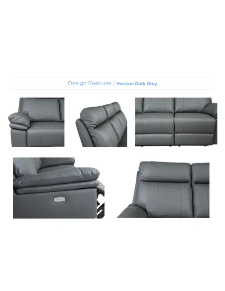 Horizon 3 Seater Leather Sofa - Dark Grey