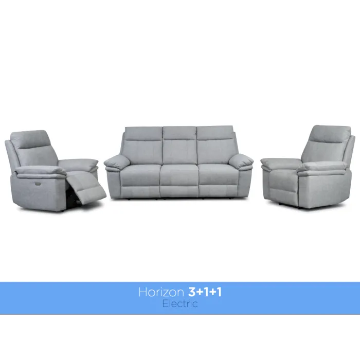 Horizon 3 Seater Fabric Sofa - Light Grey