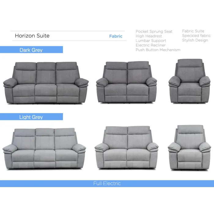 Horizon 3 Seater Fabric Sofa - Light Grey