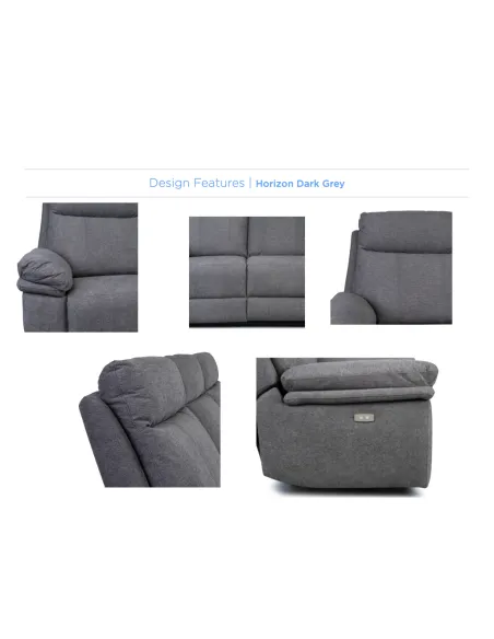 Horizon 2 Seater Fabric Sofa - Dark Grey