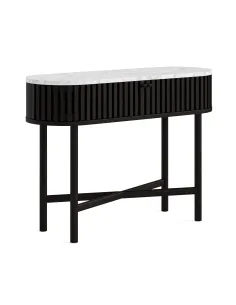 Boardwalk Oval Console Table - Black Oak/Marble Top