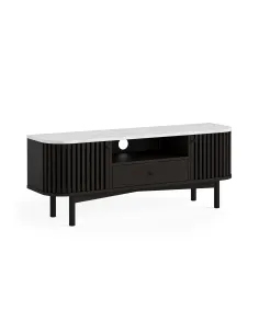 Boardwalk Small TV Unit - Black Oak/Marble Top