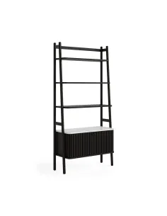 Boardwalk Bookcase - Black Oak/Marble Top