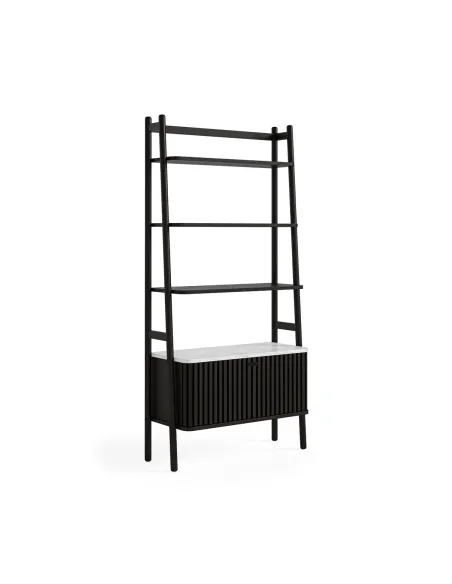 Boardwalk Bookcase - Black Oak/Marble Top