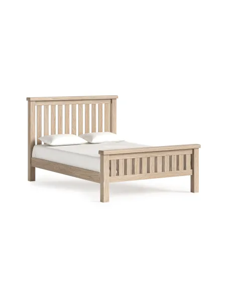Gia 5ft Slatted Bedframe - White Wash Oak
