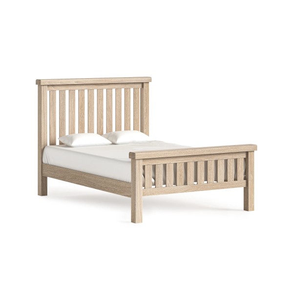 Gia 4ft6 Slatted Bedframe - White Wash Oak
