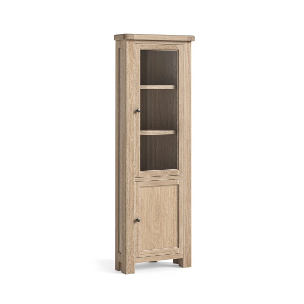 Gia Corner Display Cabinet - White Wash Oak