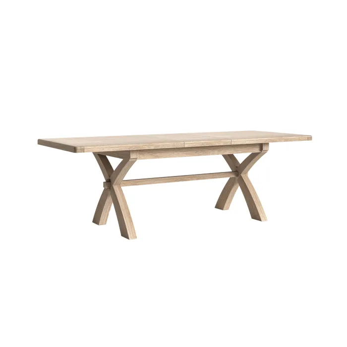 Gia Cross Leg Extending Dining Table - White Wash Oak