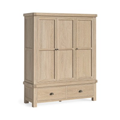 Gia Triple Wardrobe - White Wash Oak