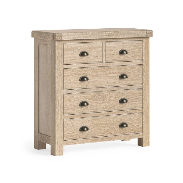 Gia 2 Over 3 Drawer Chest - White Wash Oak