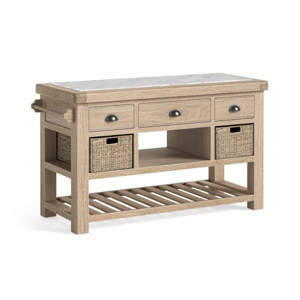 Gia Large Kitchen Island - White Wash Oak