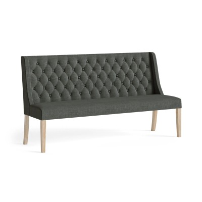 Gia Button Back Sofa - Charcoal - White Wash Oak Legs