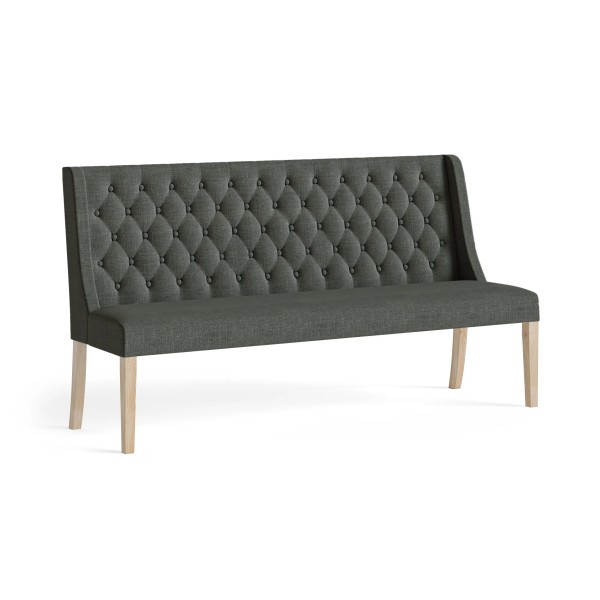 Gia Button Back Sofa - Charcoal - White Wash Oak Legs