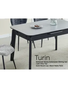 Turin 130 - 160cm Sintered Stone Extending Dining Table - Dark Grey 2