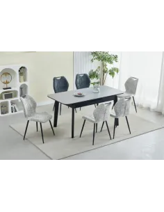 Turin 130 - 160cm Sintered Stone Extending Dining Set - Dark Grey