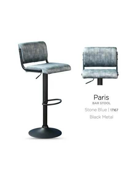 Paris Bar Stool - Stone Blue