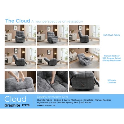 Cloud Swivel Armchair  - Graphite