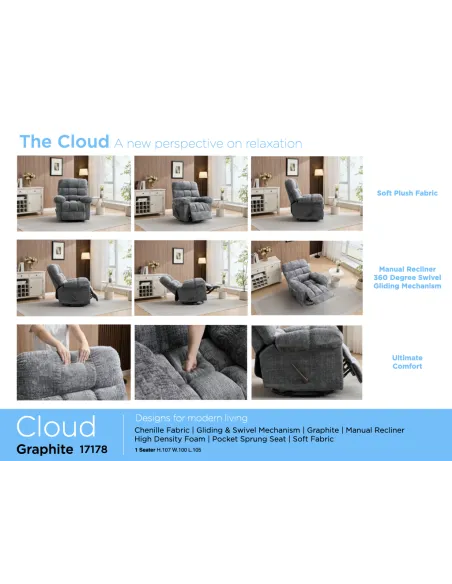 Cloud Swivel Armchair  - Graphite