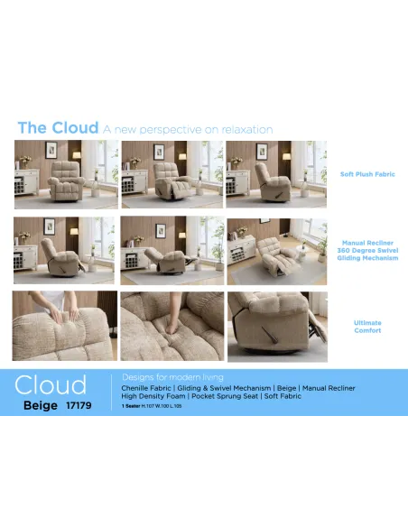 Cloud Swivel Armchair - Beige