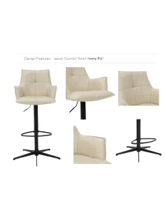 Jacob Bar Stool - Ivory PU 2