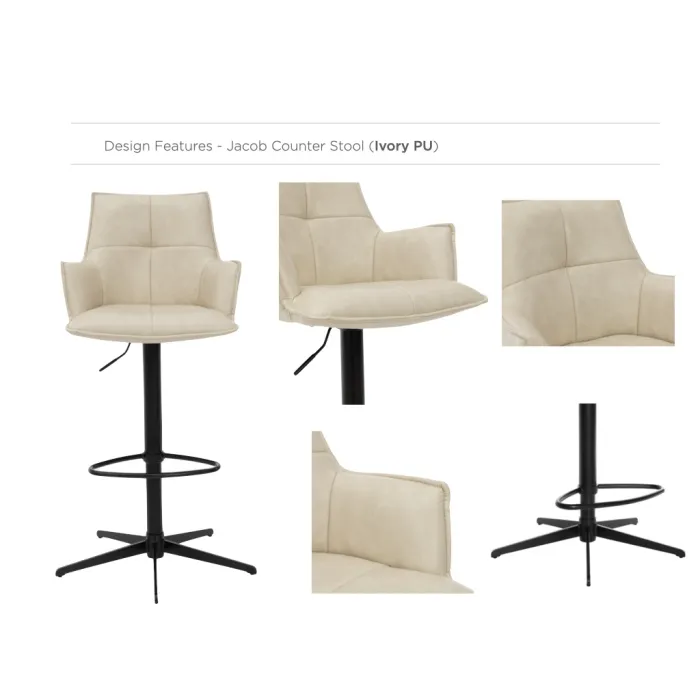 Jacob Bar Stool - Ivory PU