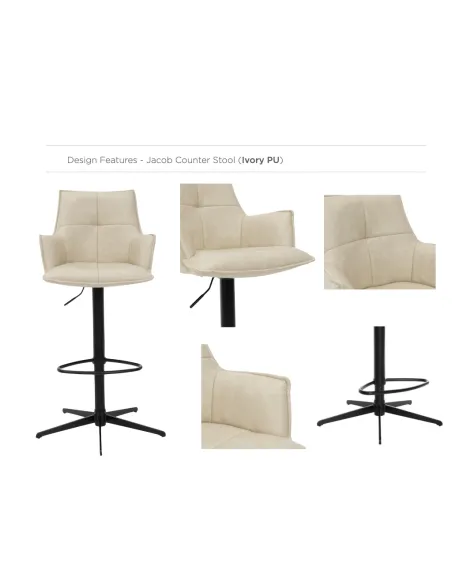 Jacob Bar Stool - Ivory PU