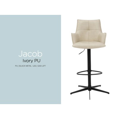 Jacob Bar Stool - Ivory PU