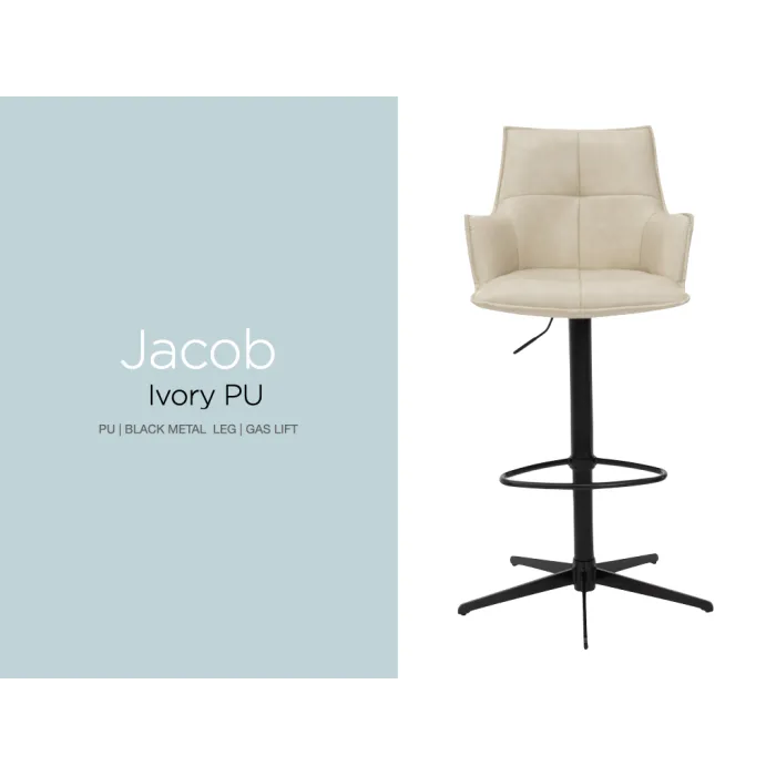 Jacob Bar Stool - Ivory PU