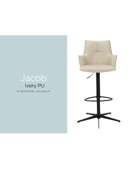 Jacob Bar Stool - Ivory PU