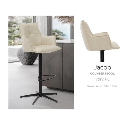 Jacob Bar Stool - Ivory PU