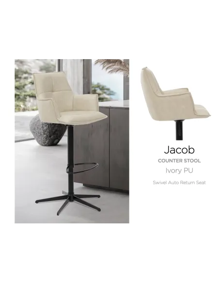Jacob Bar Stool - Ivory PU
