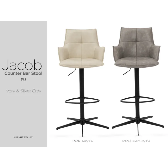 Jacob Bar Stool - Ivory PU