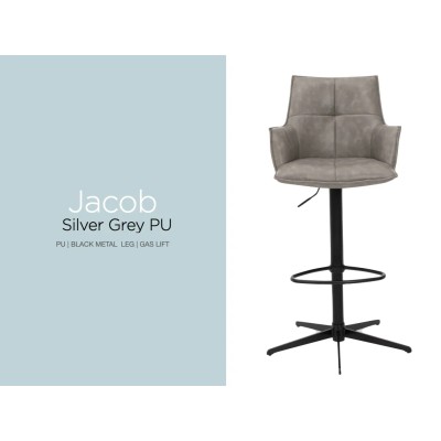 Jacob Bar Stool - Silver Grey PU