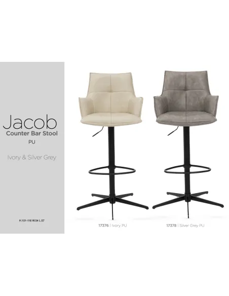 Jacob Bar Stool - Silver Grey PU