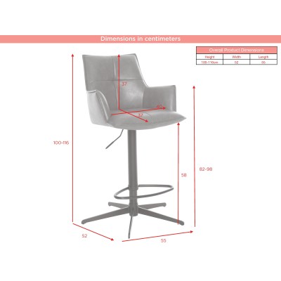 Jacob Bar Stool - Silver Grey PU